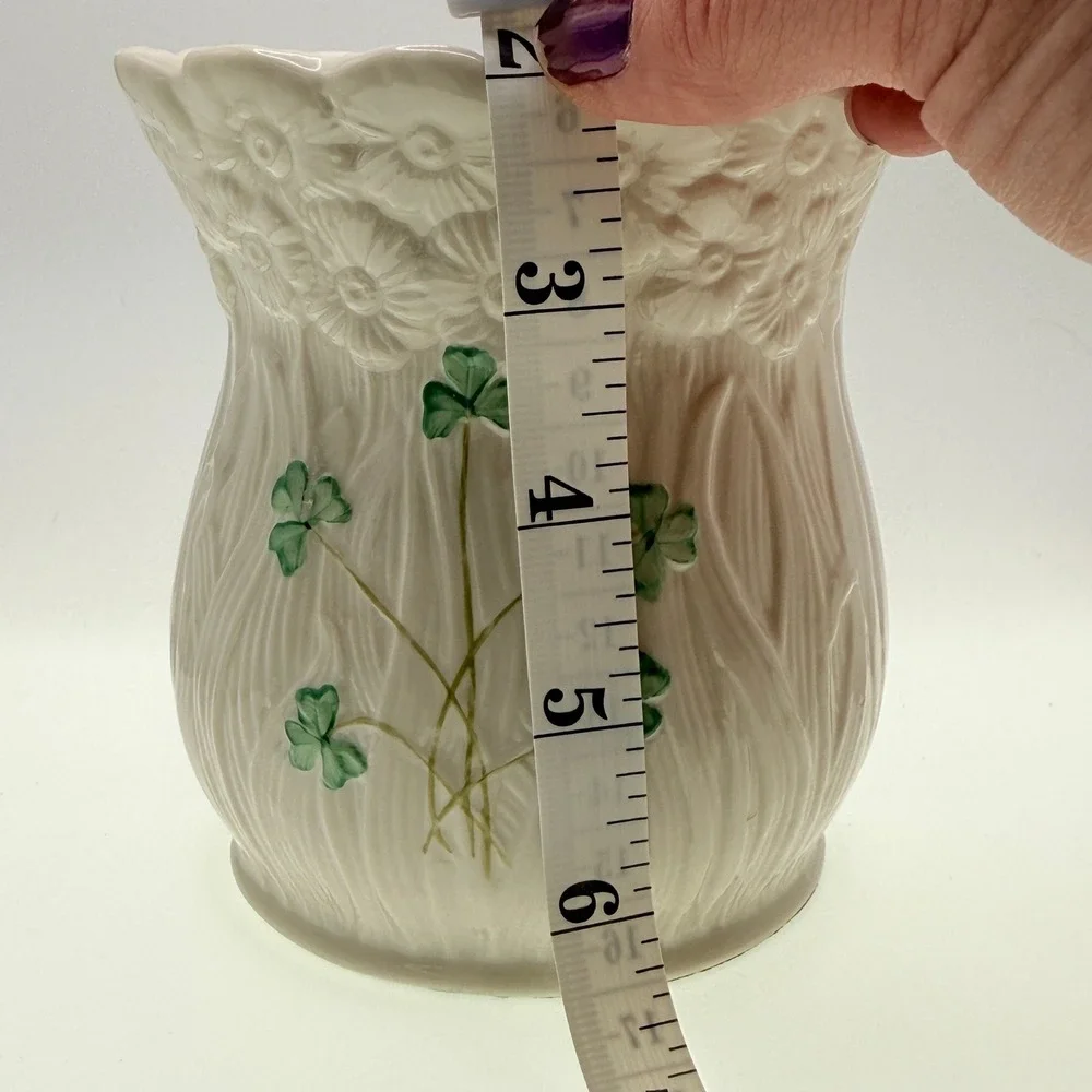 Belleek Irish Porcelain Shamrock Pillar Candle Holder
